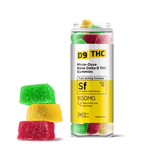 Nano D9, CBD Micro-Dose Gummies - 55mg - Smoothie Fruit - D9 THC - Thumbnail 1