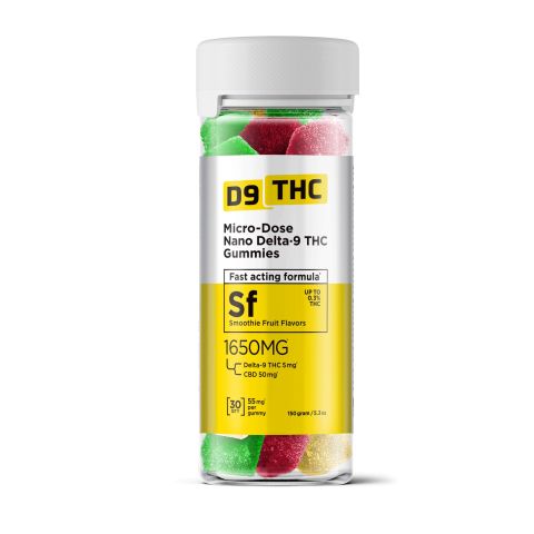 Nano D9, CBD Micro-Dose Gummies - 55mg - Smoothie Fruit - D9 THC - Thumbnail 2