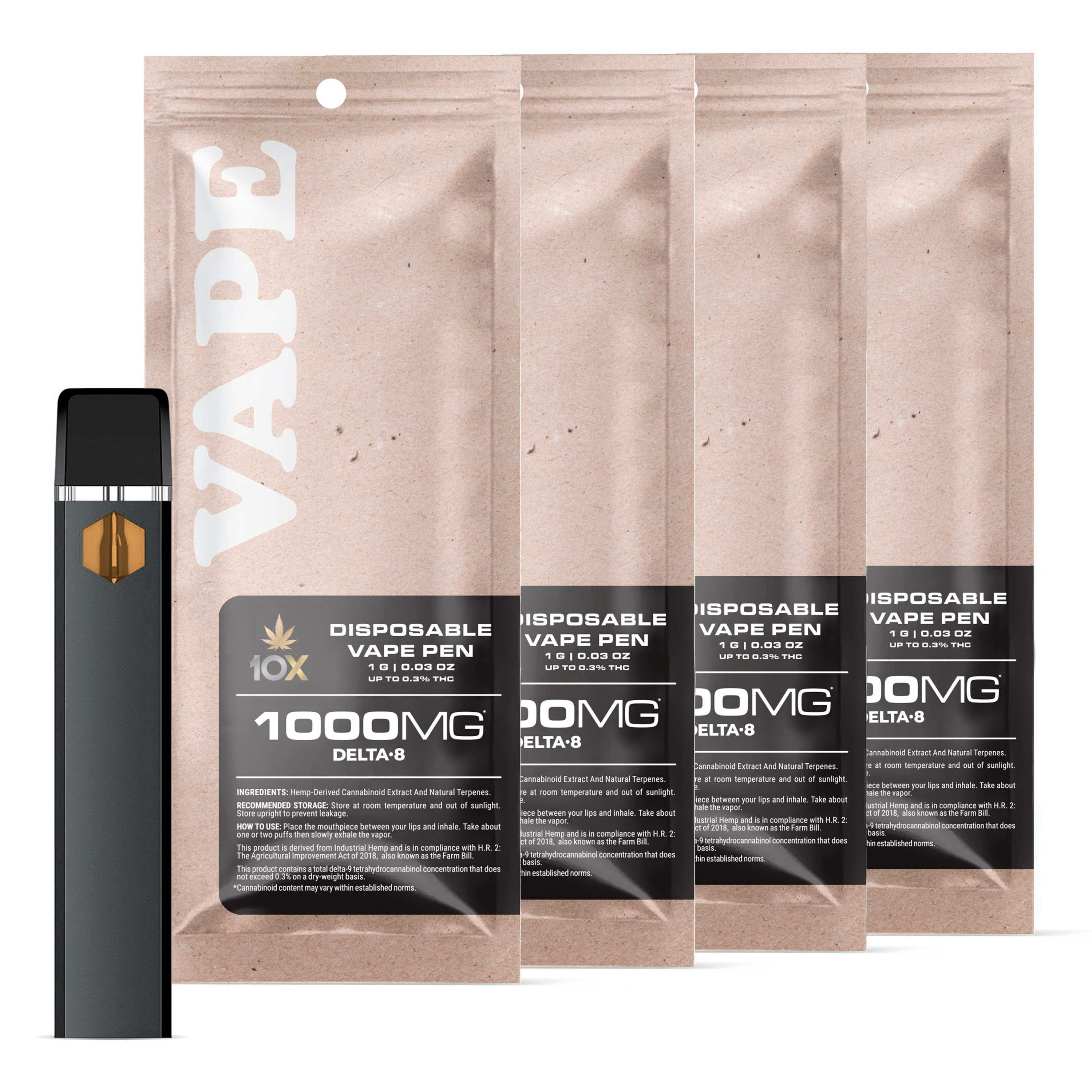 1,000mg Delta 8 Vape Pens Bundle - 10X