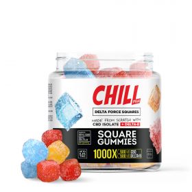 CBD Isolate, D8 Gummies - 20mg - Delta Force Squares - Chill Plus