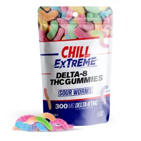 Chill Plus Extreme Delta-8 THC Gummies Pouch - Sour Worms - 300MG
