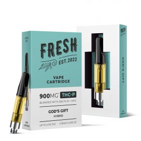 THCP, D8, HHC Vape Cart - 900mg - God's Gift - Hybrid - 1ml - Fresh