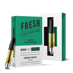 THCP, D8, HHC Vape Cart - 900mg - Green Crack - Sativa - 1ml - Fresh