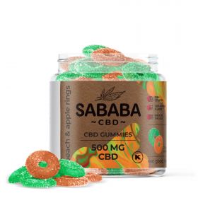 Sababa CBD Isolate Gummies - Peach and Apple Rings - 500MG