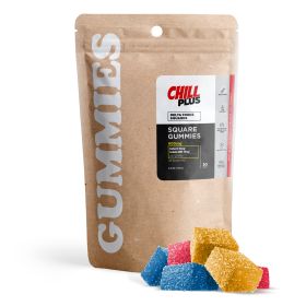 CBD Isolate, D8 Gummies - 20mg - Delta Force Squares - Chill Plus