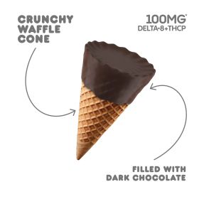 D8, THCP Waffle Cones - 100mg - Dark Chocolate Waffle Cones - Chill Plus