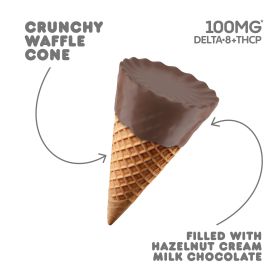 D8 & THCP Waffle Cones - 100mg - Hazelnut Cream + Milk Chocolate - Chill Plus