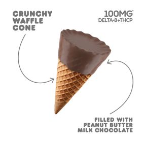 D8 & THCP Waffle Cones - 100mg - Peanut Butter + Milk Chocolate - Chill Plus