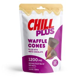 D8, THCP Waffle Cones - 100mg - White Chocolate - Chill Plus