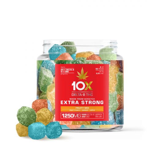 CBD, D8 Gummies - 25mg - Fruity Mix - 10X - 1
