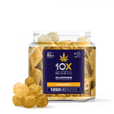 10X Delta-8 THC Gummies - Pineapple - 1250MG - 1