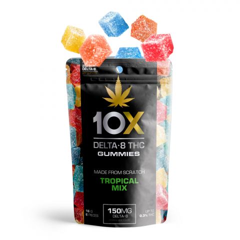 10X Delta-8 THC Gummies Pouch - Tropical Mix - 150MG - 3