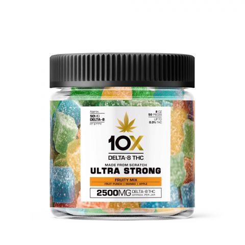 10X Delta-8 THC Ultra Strong Gummies - Fruity Mix - 2500MG - Thumbnail 2