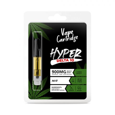 D10, D8 Vape Cart - 900mg - AK47 - Hybrid - 1ml - Hyper - Thumbnail 2