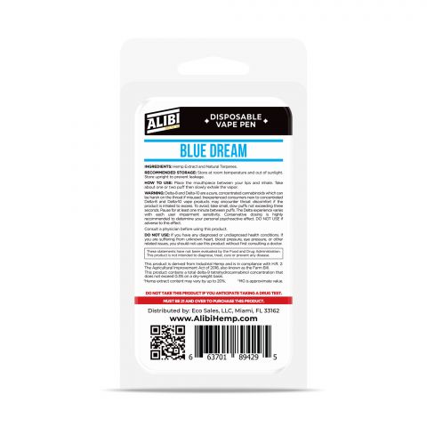 Blue Dream Delta 10 THC Vape Pen - Disposable - Alibi - 700mg - Thumbnail 3