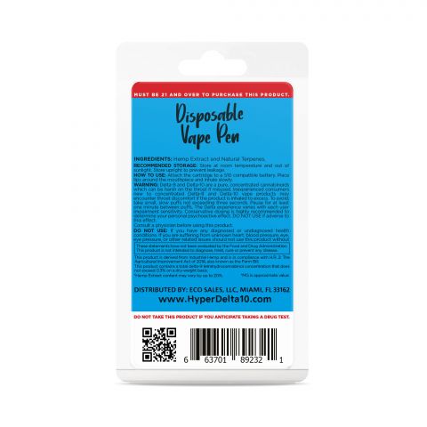 Blue Dream Delta 10 THC Vape Pen - Disposable - Hyper - 920mg - Thumbnail 3