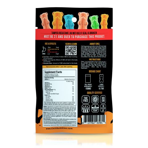 Chill Gummies - CBD Infused Sour Bears - 150mg - Thumbnail 4