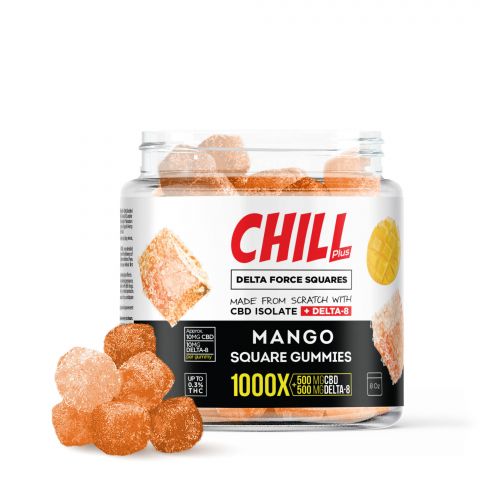 Chill Plus Delta-8 Mango Force Squares Gummies - 1000X - 1