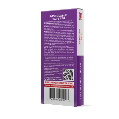 Chill Plus Delta-8 THC Disposable Vaping Pen - Grand Daddy Purple - 900mg - Thumbnail 3