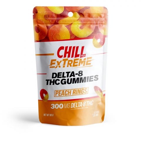 Chill Plus Extreme Delta-8 THC Gummies Pouch - Peach Rings - 300MG - 2