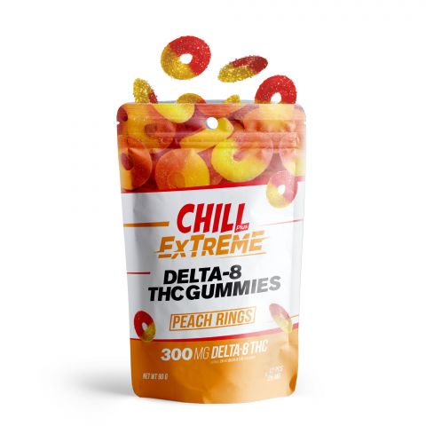 Chill Plus Extreme Delta-8 THC Gummies Pouch - Peach Rings - 300MG - 3