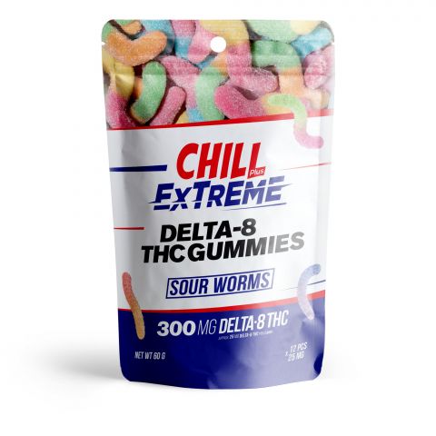 Chill Plus Extreme Delta-8 THC Gummies Pouch - Sour Worms - 300MG - 2