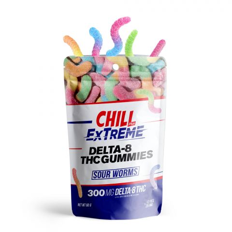 Chill Plus Extreme Delta-8 THC Gummies Pouch - Sour Worms - 300MG - Thumbnail 3