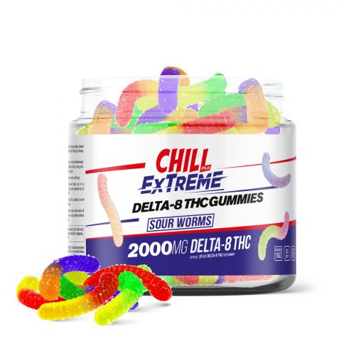 Chill Plus Extreme Delta-8 THC Gummies - Sour Worms - 2000MG - 1