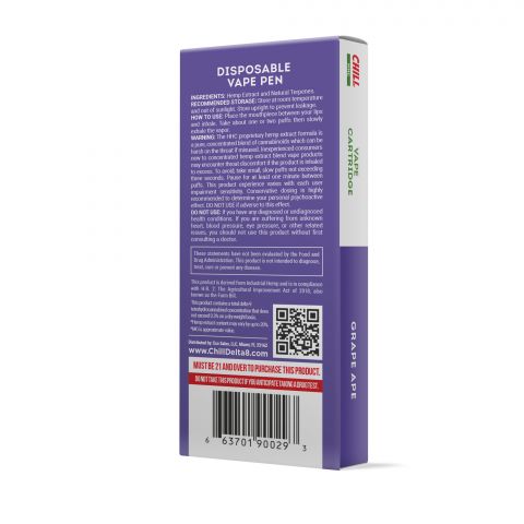 Chill Plus HHC THC Disposable Vape Pen - Grape Ape - 900MG - Thumbnail 3