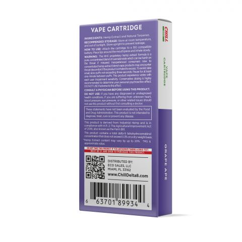 Chill Plus HHC THC Vape Cartridge - Grape Ape - 900MG - 3