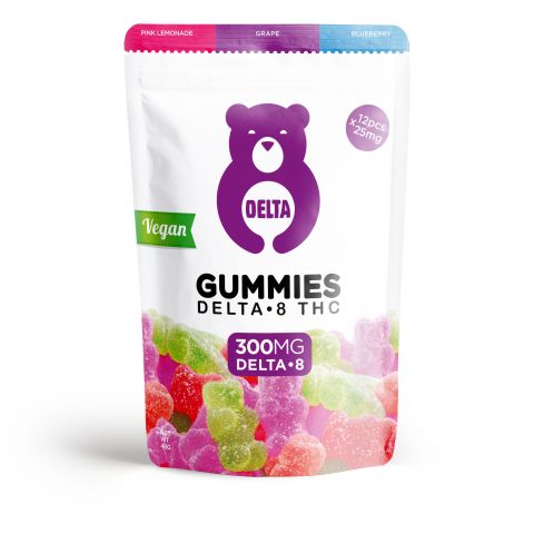 Delta-8 THC Gummy Bears (Vegan) - Purple Bear Assortment (Pink Lemonade, Grape, Blueberry) - 300mg - Thumbnail 2