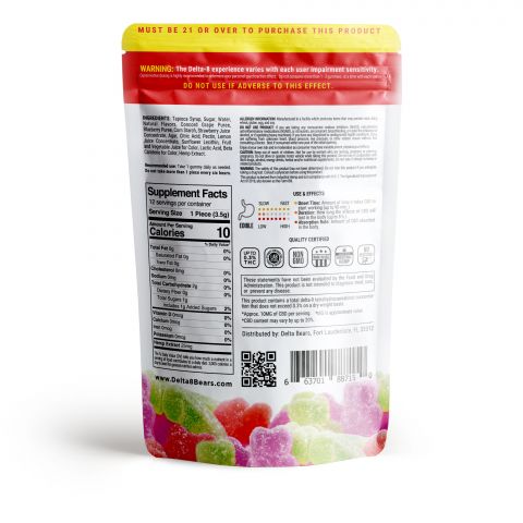Delta-8 THC Gummy Bears (Vegan) - Purple Bear Assortment (Pink Lemonade, Grape, Blueberry) - 300mg - Thumbnail 4