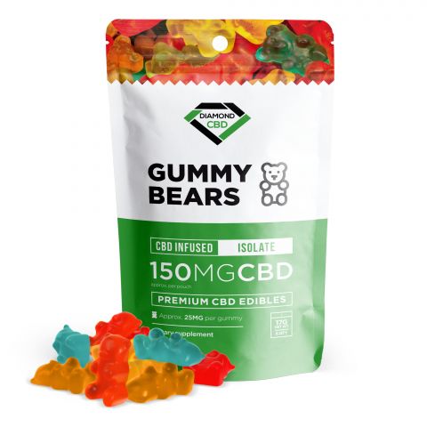 Diamond CBD Isolate Gummies Pouch - Gummy Bears - 150MG - Thumbnail 1