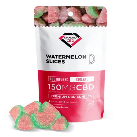 Diamond CBD Isolate Gummies Pouch - Watermelon Slices - 150MG - Thumbnail 1