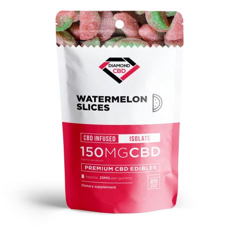 Diamond CBD Isolate Gummies Pouch - Watermelon Slices - 150MG - Thumbnail 2