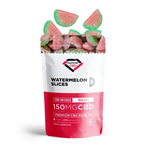 Diamond CBD Isolate Gummies Pouch - Watermelon Slices - 150MG - Thumbnail 3
