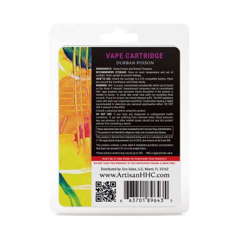 Durban Poison Cartridge - HHC THC - Artisan - 900mg - Thumbnail 3
