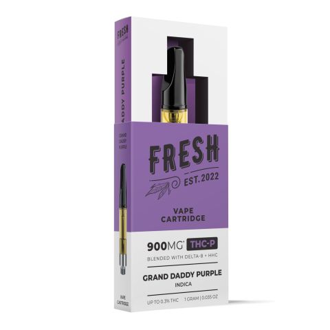 THCP, D8, HHC Vape Cart - 900mg - Grand Daddy Purp - Indica - 1ml - Fresh - Thumbnail 2