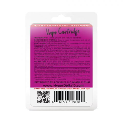 Grape Ape Cartridge - Delta 10 THC - Hyper - 900mg (1ml) - Thumbnail 3