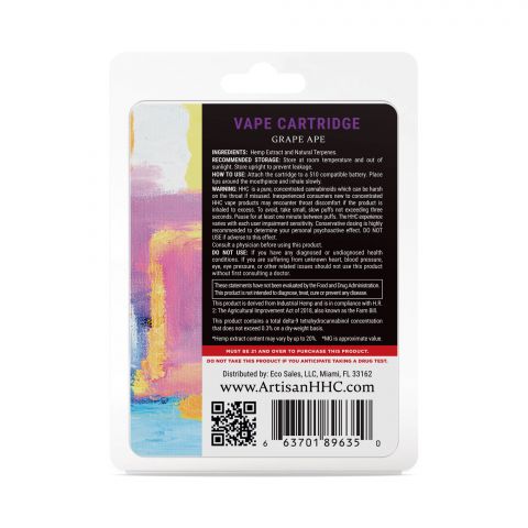 Grape Ape Cartridge - HHC THC - Artisan - 900mg - 3