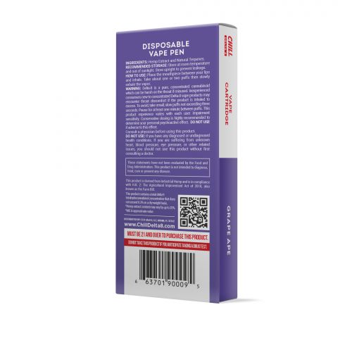 Grape Ape Delta 8 THC Vape Pen - Disposable - Chill Plus - 900mg (1ml) - Thumbnail 3