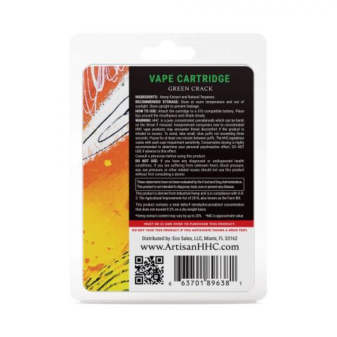 Green Crack Cartridge - HHC THC - Artisan - 900mg - 3