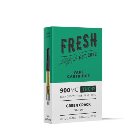 THCP, D8, HHC Vape Cart - 900mg - Green Crack - Sativa - 1ml - Fresh - 3