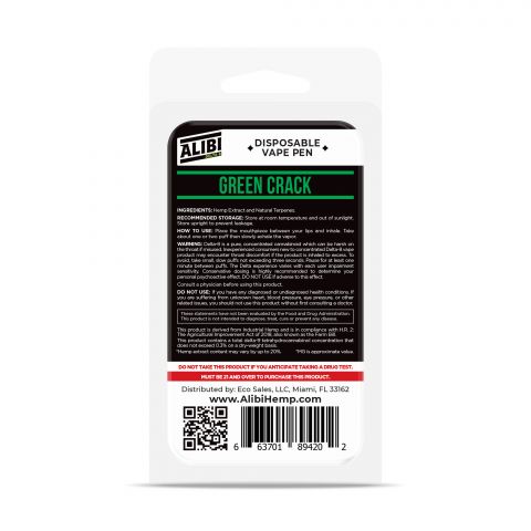 Green Crack Delta 8 THC Vape Pen - Disposable - Alibi - 920mg - Thumbnail 3