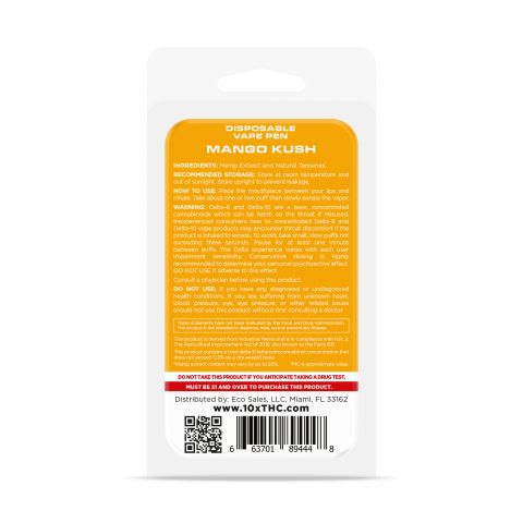 Mango Kush Disposable - Delta 10 THC - 10X - 700 MG - Thumbnail 3