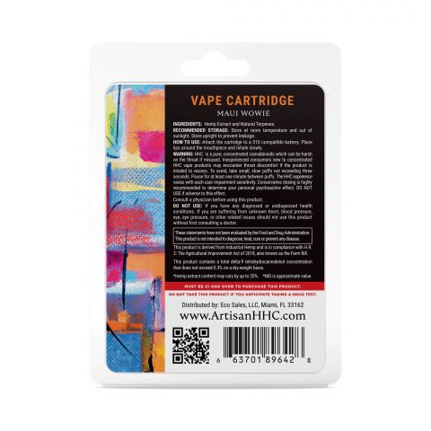 HHC Vape Cart - 900mg - Maui Wowie - Sativa - 1ml - Artisan - Thumbnail 3