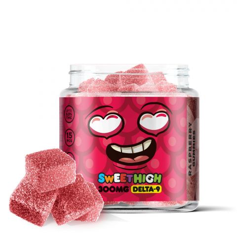 Raspberry Gummies - Delta 9  - 300mg - Sour High - Thumbnail 1