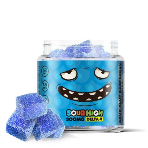 Sour Blue Raspberry Gummies - Delta 9  - 300mg - Sour High - Thumbnail 1