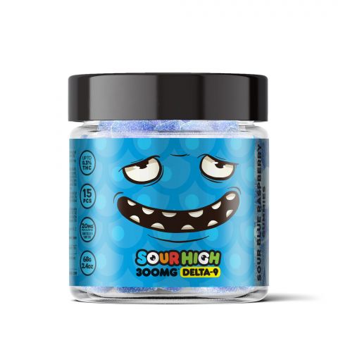 Sour Blue Raspberry Gummies - Delta 9  - 300mg - Sour High - Thumbnail 2