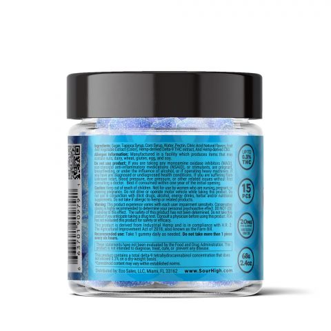 Sour Blue Raspberry Gummies - Delta 9  - 300mg - Sour High - Thumbnail 4